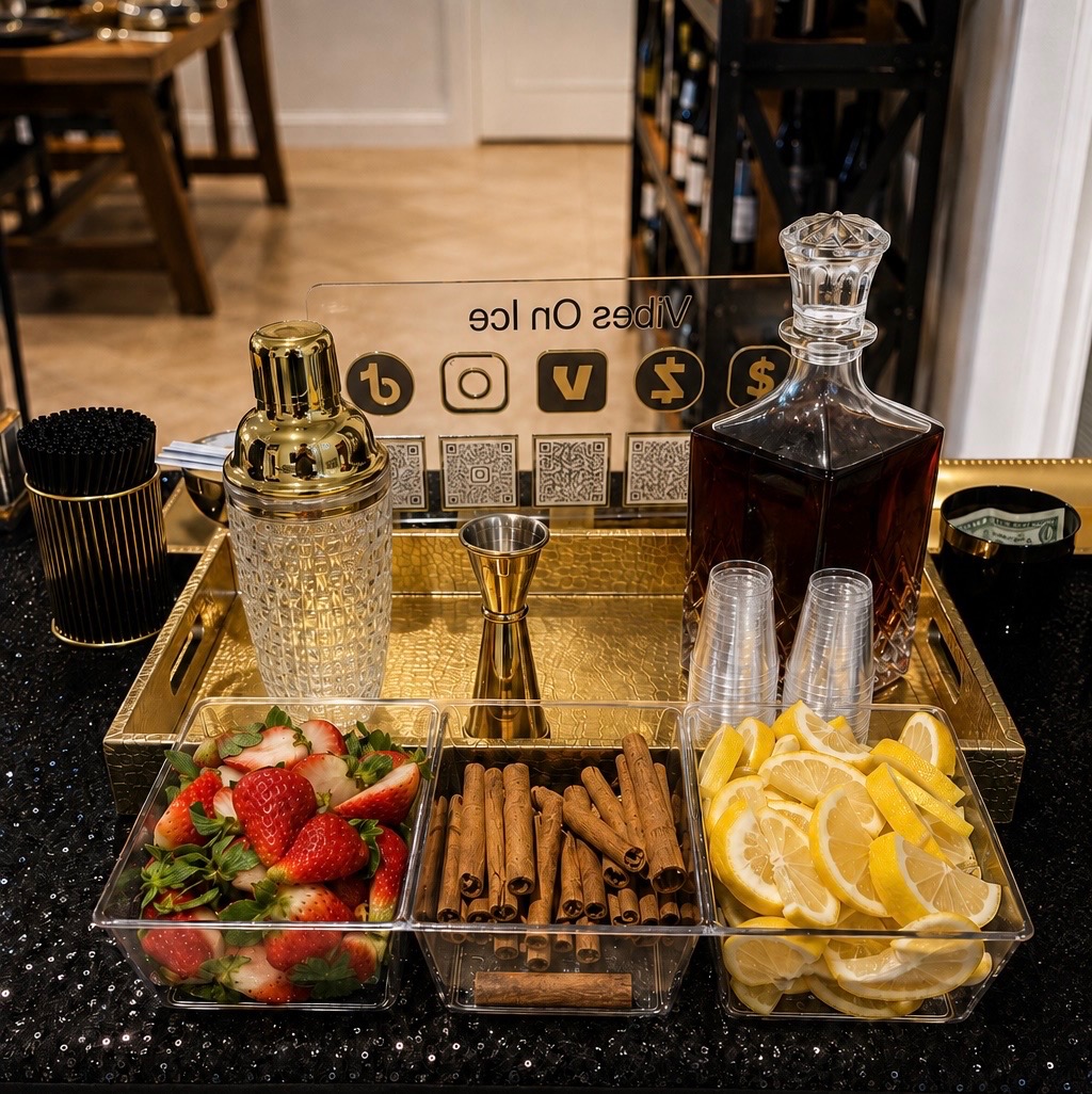 Fresh Cocktail Garnishes and Crystal Shaker Suite