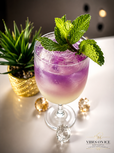 Layered Lavender and Mint Craft Cocktail